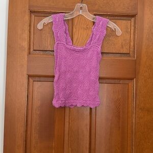 Free People Blue Textured Tank Top